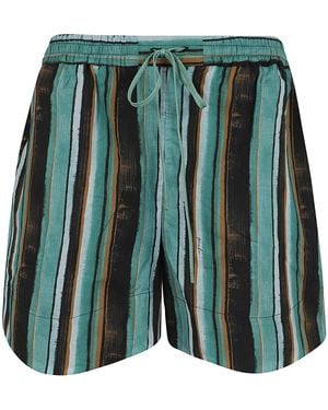 Pinko Chic Mini Shorts With Unique Stripe Print - Green