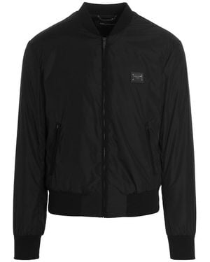 Dolce & Gabbana Zip-up Leather Bomber Jacket - Black