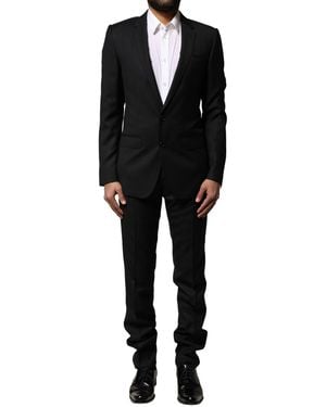 Dolce & Gabbana Blue Martini Wool Formal 2 Piece Suit - Black