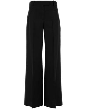 McQueen Wool Blend Wide-Leg Pant - Black