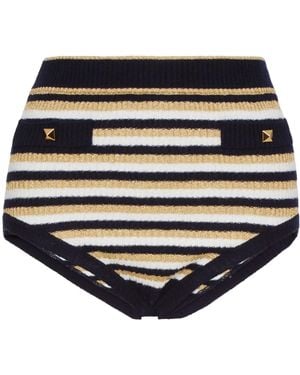 Valentino Striped Lurex Mini Shorts - Black