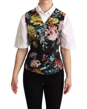 Dolce & Gabbana Exquisite Floral Jacquard Waistcoat - Blue