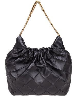 Tory Burch Fleming Mini Hobo Leather Bag - Black