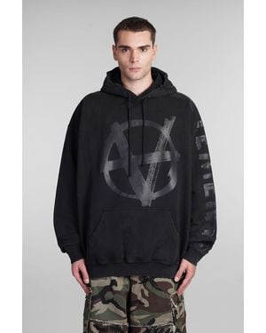 Vetements Cotton Logo Printed Hooded Sweatshirt - Black