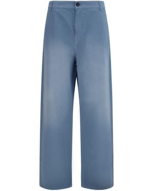 Miu Miu Garment-Dyed Wide-Leg Trousers Cotton - Blue