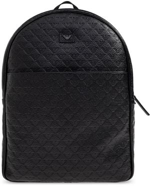 Emporio Armani Monogram Backpack - Black