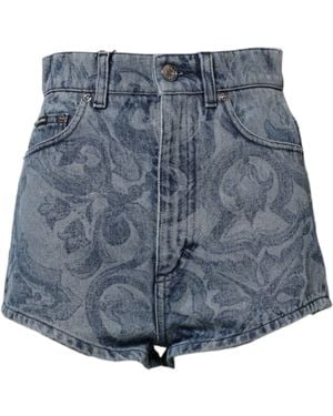 Dolce & Gabbana Printed Denim Shorts - Blue
