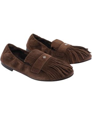 Tory Burch Flat Shoes Calf Leather/Rubber Sole - Brown