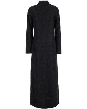 Rohe Turtleneck Dress With Fringes All-Over - Black