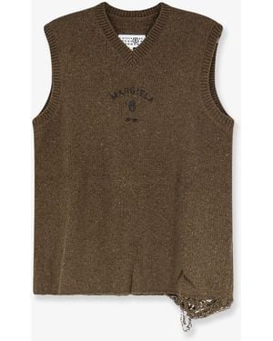 MM6 by Maison Margiela Wool Blend Vest With Used Effect - Green