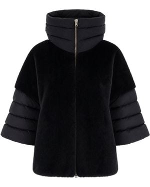 Herno Herno Faux Fur Sleeve Contrast Down Jacket - Black