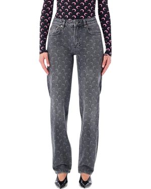 Marine Serre Moon Laser Grey Wash Straight Denim Jeans