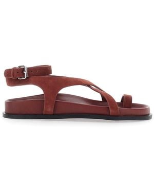 A.Emery Jalen Slim Sandals With Woven Straps And Buckle Closure - Brown