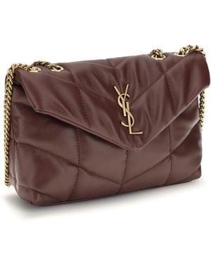 Saint Laurent Shoulder Bag Puffer Toy Wine Leather Light Hot Lambskin - Brown