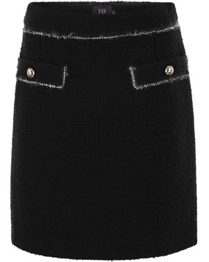 Fay Wool Short Skirt - Black