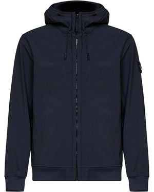Stone Island Soft Shell-R Hooded Jacket - Blue