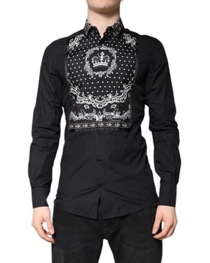Dolce & Gabbana Bandana Formal Dress Shirt And Cotton Silk - Black