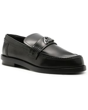 McQueen Seal Logo Plaque Loafers Shoes Flats - Black