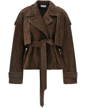 ARMARIUM Flaminia Trench Coat Calfskin Leather (Bos Taurus) Down Jacket, Parka, Casual Jackets - Brown