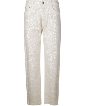 P.A.R.O.S.H. High-Waisted Sequin Jeans - White