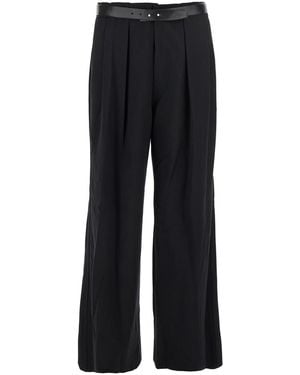 Juun.J Pants With Built-In Belt And Pleated Design - Black