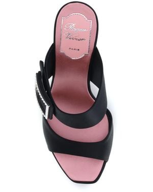 Roger Vivier Mules Trompette Satin Silk Sandal - Pink