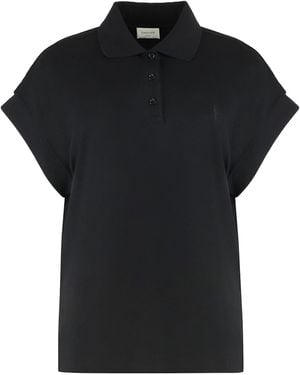 Saint Laurent Cotton-Piqué Blend Polo Shirt - Black