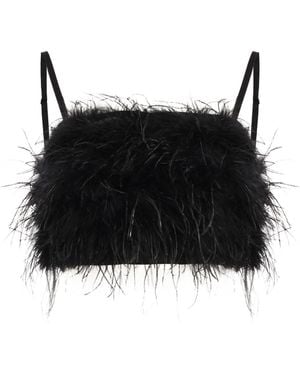 Pinko Top With Feather Detail Polyester Tops - Black