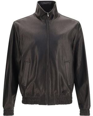 Valentino Leather Zip Jacket Lamb Ovis Aries - Grey