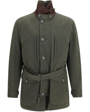 Brunello Cucinelli Belted Waterproof Jacket Cotton; Polyester; Polyamide - Gray