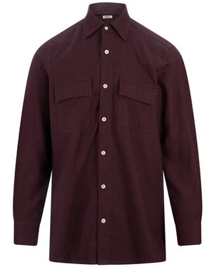 Kiton Houndstooth Flannel Shirt - Purple