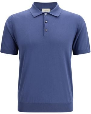 Piacenza Cashmere Cotton Polo With Classic Collar Shirts - Blue