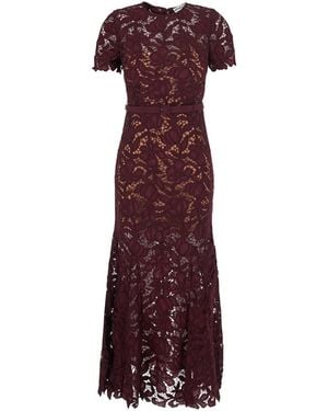Self-Portrait Long Lace Dress - Purple