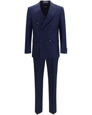 BOSS Linen And Mohair Suit Linen; Merino Wool Ovis Aries Suits - Blue