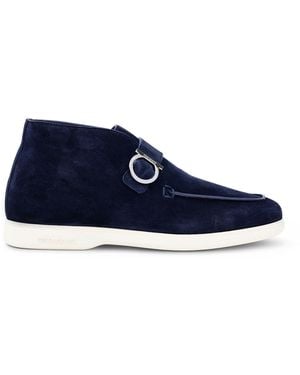 Ferragamo Gancini Buckle Desert Boots - Blue