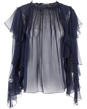 Alberta Ferretti Shirt With Ruffle Detail - Blue