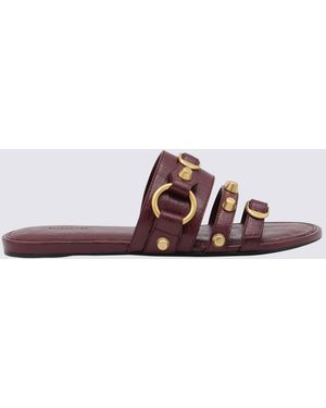 Balenciaga Bordeaux Leather City Flats - Brown