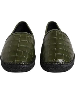 Dolce & Gabbana Green Exotic Leather Espadrilles Slip On Shoes