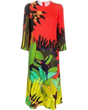 Valentino Monkey Forest Print Midi Dress - Red