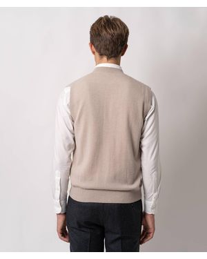 Larusmiani Cashmere Gilet Minsk Basic Light Kintwear - Natural