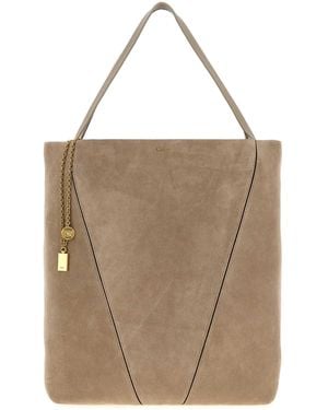 Chloé Dove Suede Chloã¨ Spin Shopping Bag - Natural