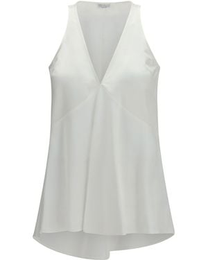 Brunello Cucinelli Cotton And Silk Satin Top Cotton - White