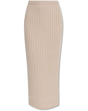 Max Mara Seta High Waist Ribbed-Knit Skirt - White