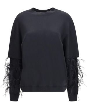 DARKPARK Troy Double-Sleeve Feather Top Cotton T-Shirts - Blue
