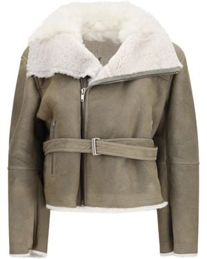 Rick Owens Cropped Suede And Shearling Flight Jacket Outer: Lamb Ovis Aries - Multicolor