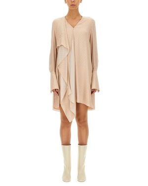 Fendi Fendi Crepe V-Neck Dress - Natural