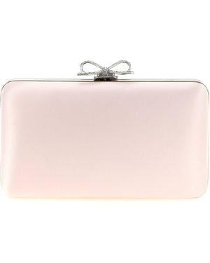 Self-Portrait Satin Jewel Bow Clutch - Pink