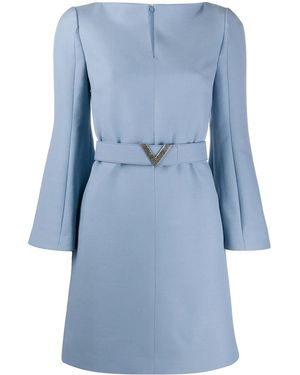 Valentino V Belted Dress - Blue