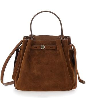 Tory Burch Handbag Romy Bucket Bag Suede Calf Leather Handbags - Brown