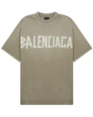 Balenciaga Tape Type T-Shirt Cotton T-Shirts And Polos - Grey